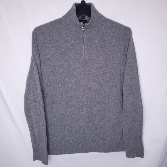 J Crew Merino Wool Sweater Mens XL Gray 1/4 Zip - Picture 1 of 11